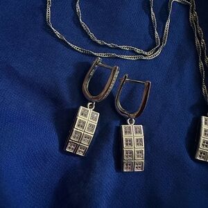 Elegant Sterling Silver Earrings and Necklace Set💎
